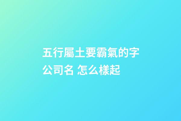 五行屬土要霸氣的字公司名 怎么樣起-第1張-公司起名-玄機派